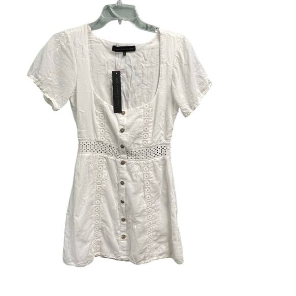 House of Harlow X REVOLVE 1960 Della Mini Dress White XS NEW Eyelet Embroidered - Picture 2 of 8